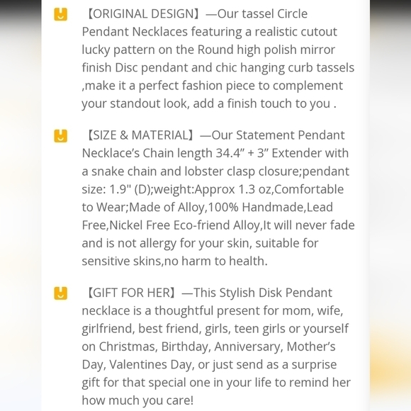 Long Necklace Disk Circle Pendant Tassel - Picture 6 of 11